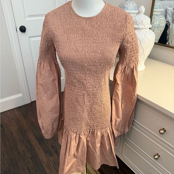 A.L.C. Kora Smocked Mini Dress size 6-D12 - Picture 4 of 6